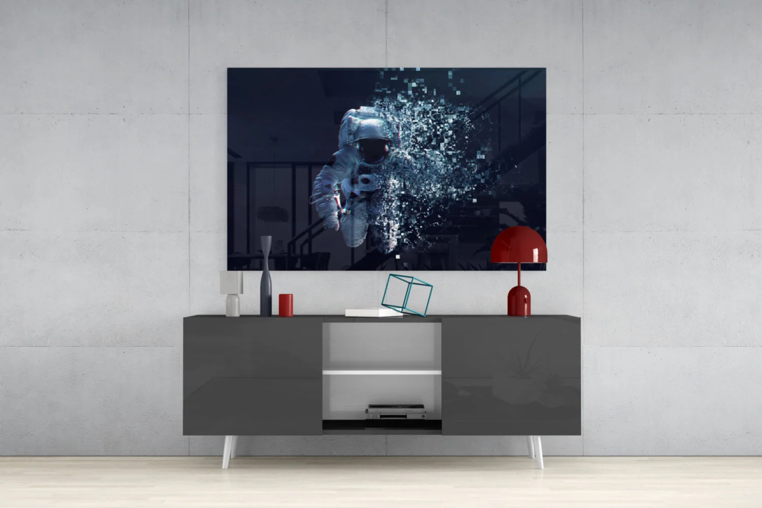 Astronaut Glasschilderij - Afbeelding 6