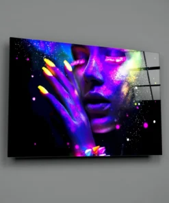 Neon Vrouw Glasschilderij - Afbeelding 3