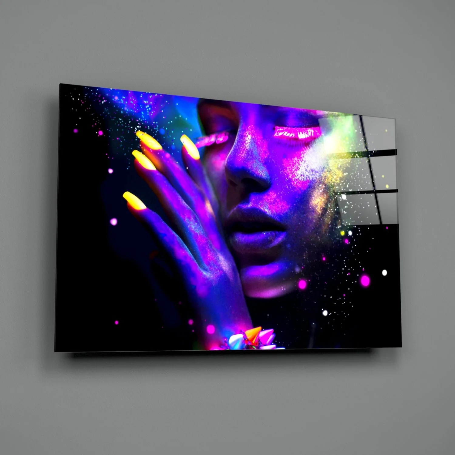 Neon Vrouw Glasschilderij - Afbeelding 3