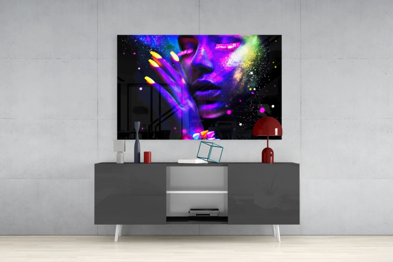 Neon Vrouw Glasschilderij - Afbeelding 6