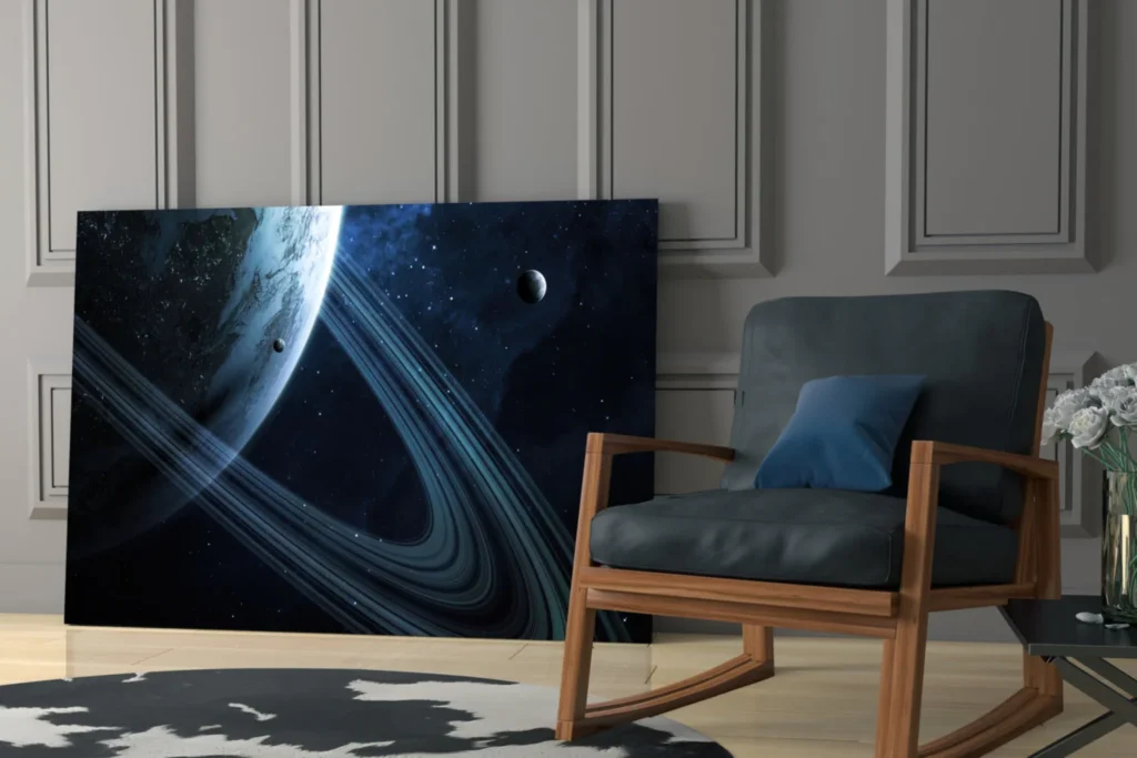 Planeet in De Ruimte Glasschilderij