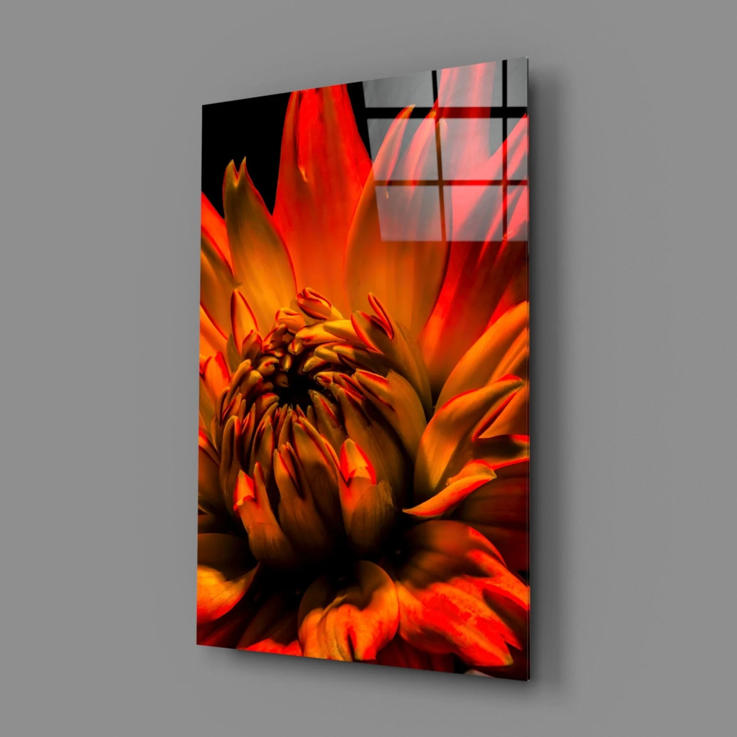 Oranje Bloem Glasschilderij - Afbeelding 3