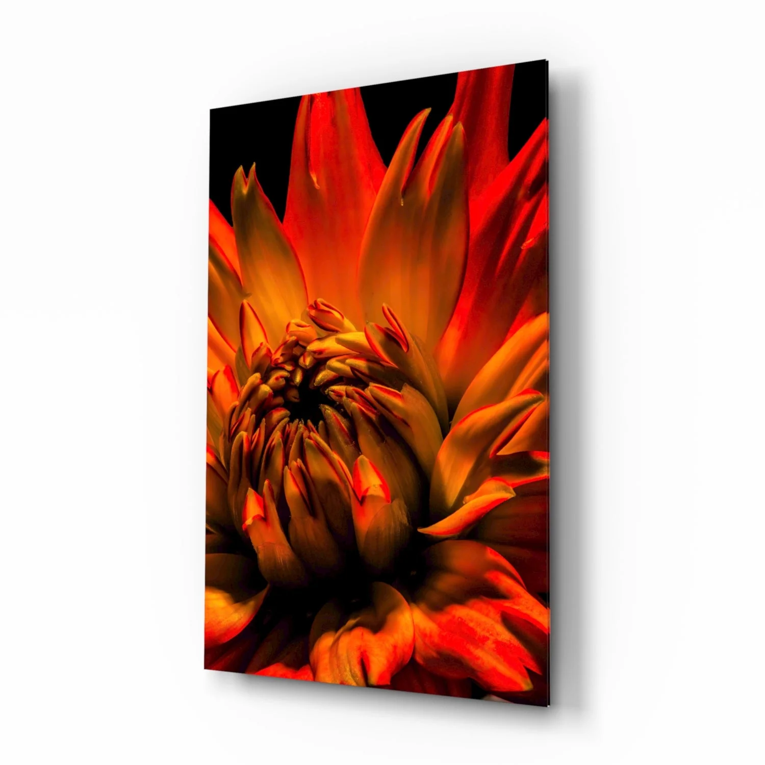 Oranje Bloem Glasschilderij