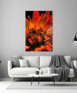 Oranje Bloem Glasschilderij - Afbeelding 5