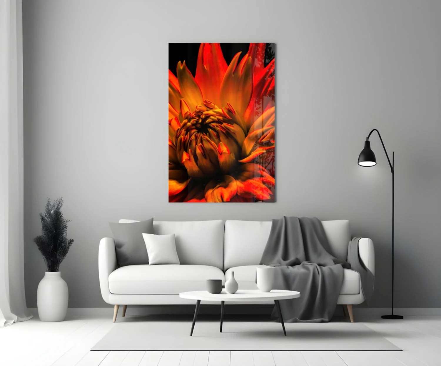 Oranje Bloem Glasschilderij - Afbeelding 5