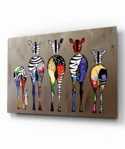 Kleurrijke Zebra's Glasschilderij