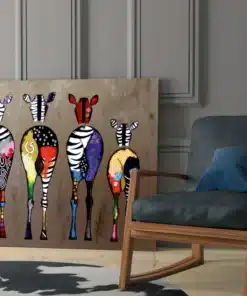 Kleurrijke Zebra's Glasschilderij
