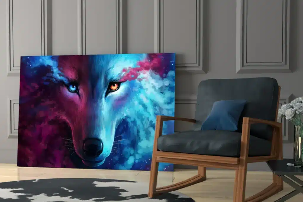 Dieren Wolf Glasschilderij