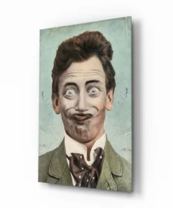 Grappige man Glasschilderij