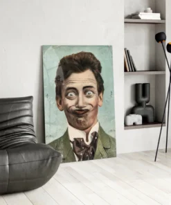Grappige man Glasschilderij