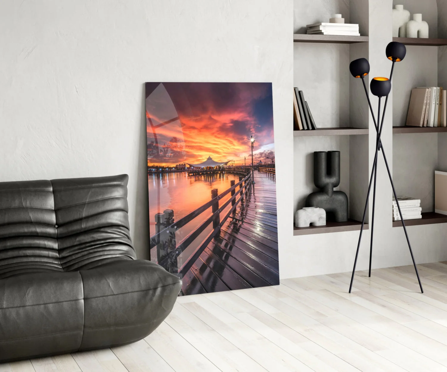 Houten Steigers Glasschilderij