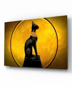 Glasschilderij Katten Standbeeld