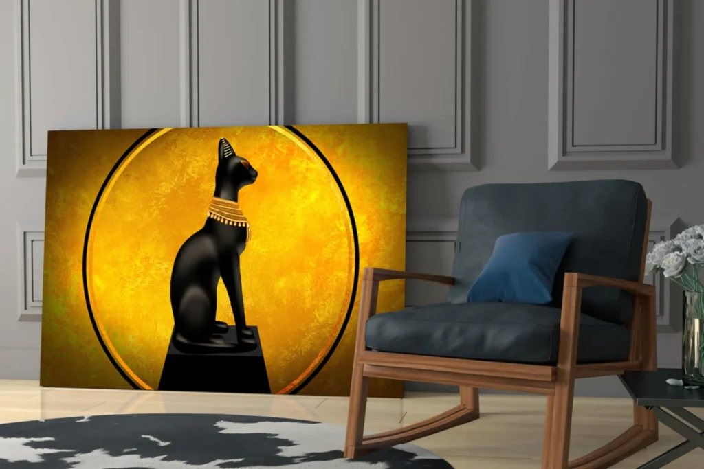 Glasschilderij Katten Standbeeld