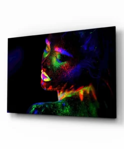 Neon vrouw Glasschilderij