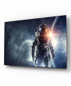 Astronaut in de ruimte Glasschilderij