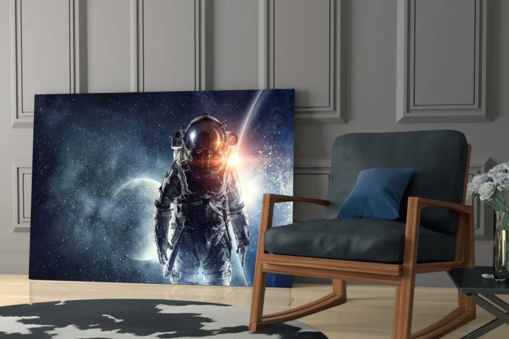 Astronaut in de ruimte Glasschilderij
