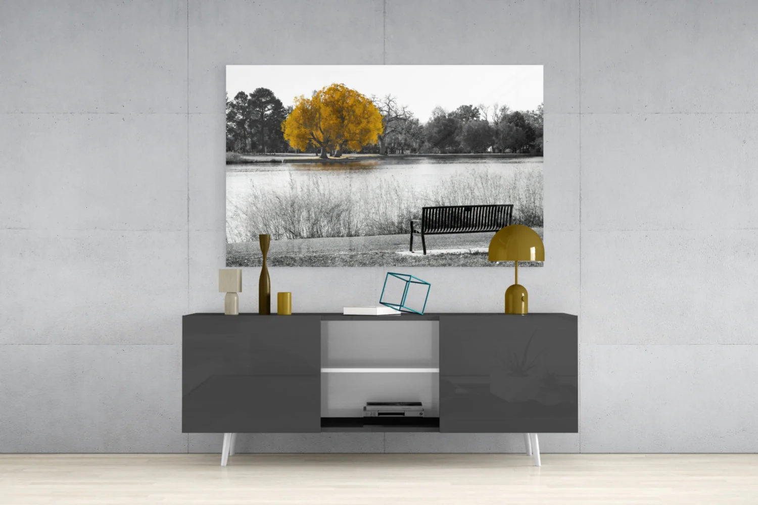Gele Boom Glasschilderij - Afbeelding 6