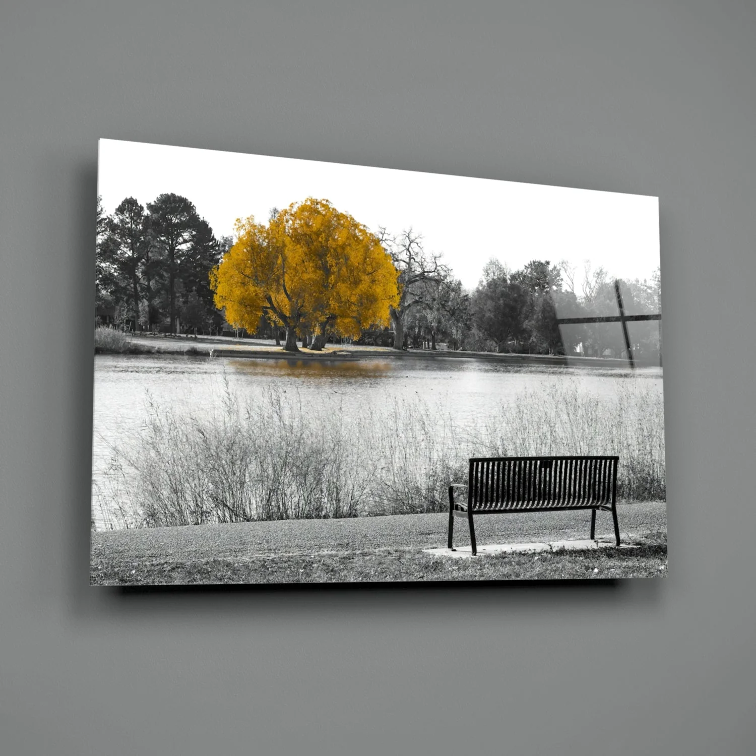 Gele Boom Glasschilderij - Afbeelding 3