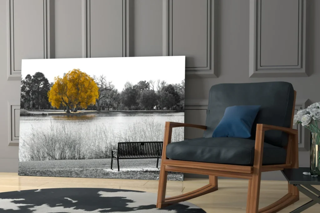 Gele Boom Glasschilderij