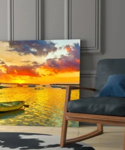 Zonsondergang Glasschilderij