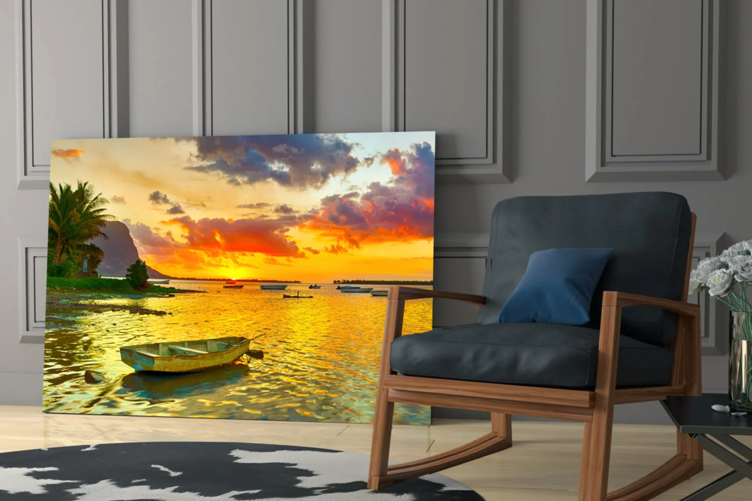 Zonsondergang Glasschilderij