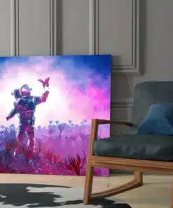Vlinder en Astronaut Glasschilderij