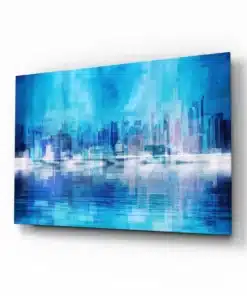 Blauwe Stad Glasschilderij