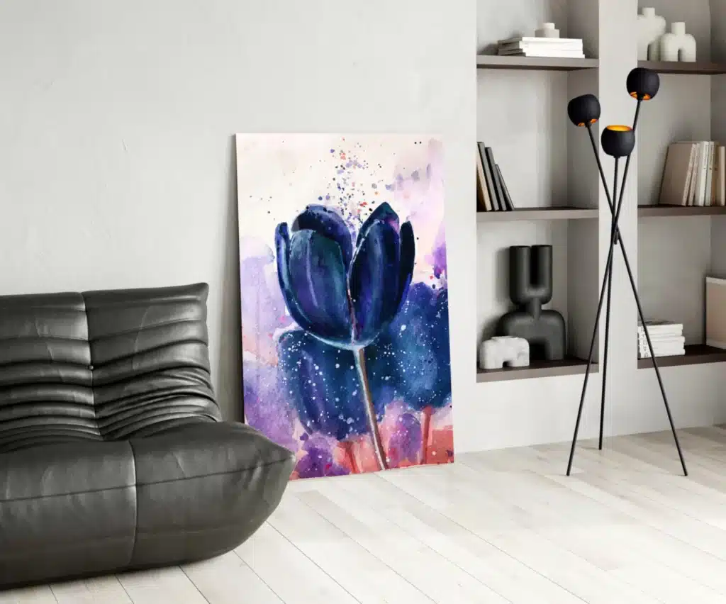 Blauwe Tulp Glasschilderij