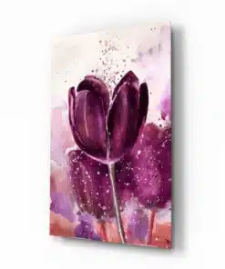 Paarse Tulp Glasschilderij