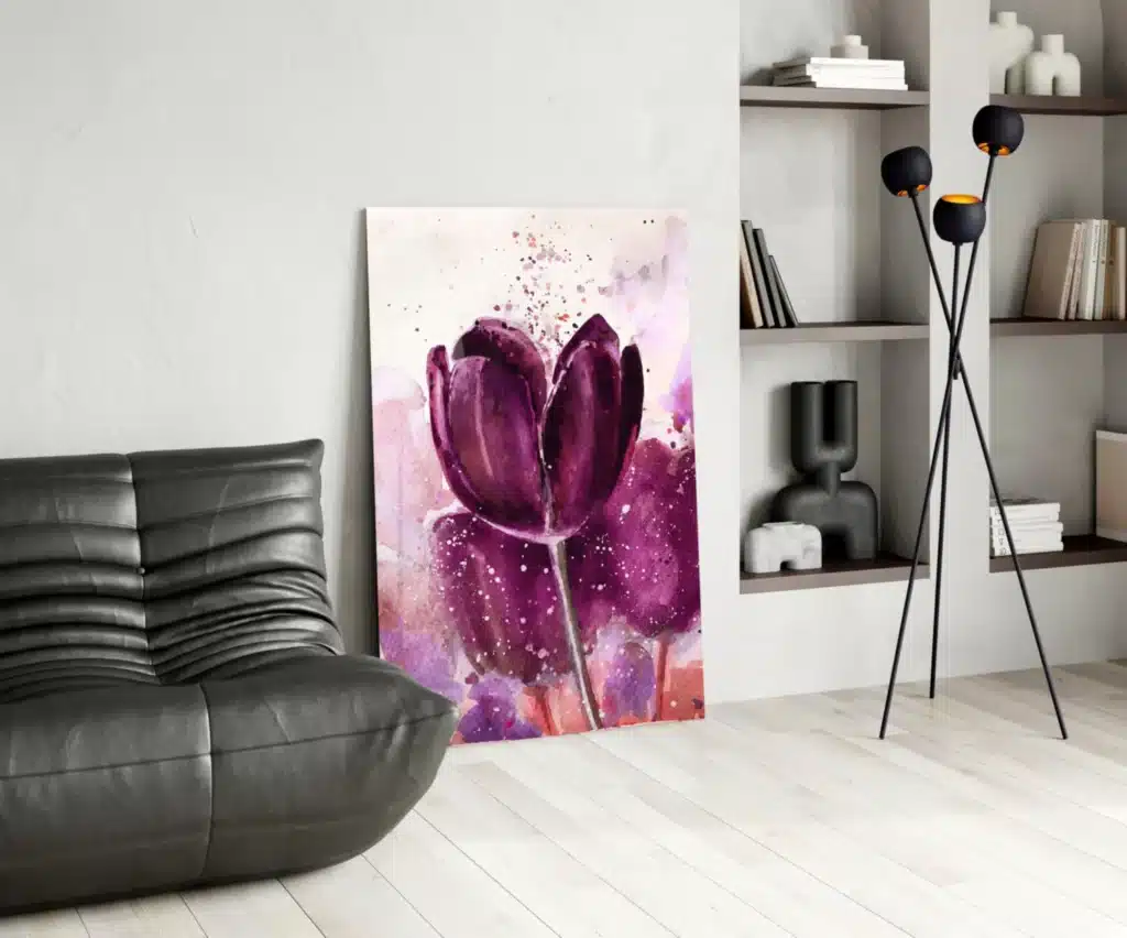 Paarse Tulp Glasschilderij