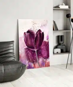 Paarse Tulp Glasschilderij