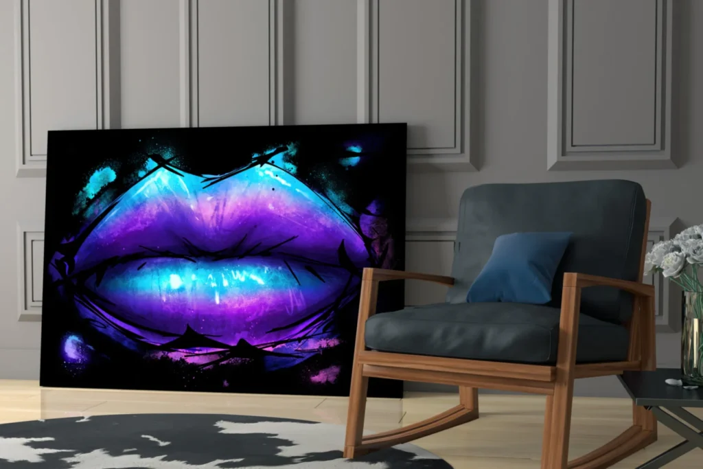 Lippen Paars Glasschilderij