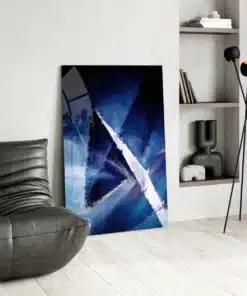 Abstract Blauw Glasschilderij