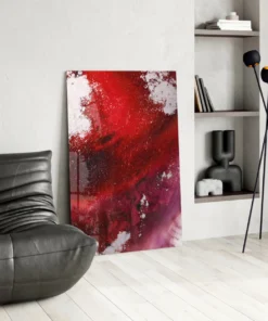 Abstract Rood Wit Glasschilderij