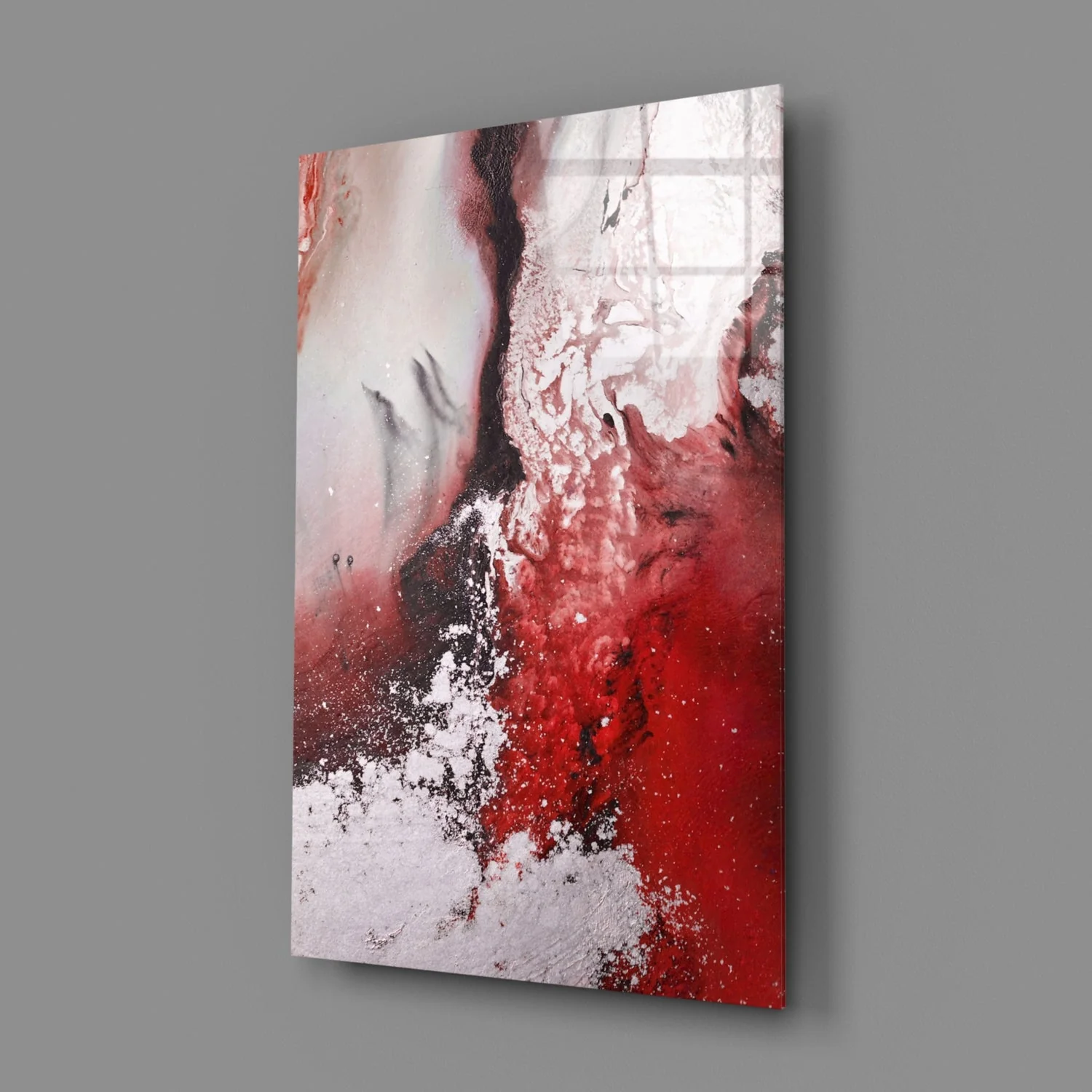 Glasschilderij Abstract Rood en Wit - Afbeelding 3