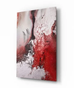 Abstract Rood Wit Glasschilderij