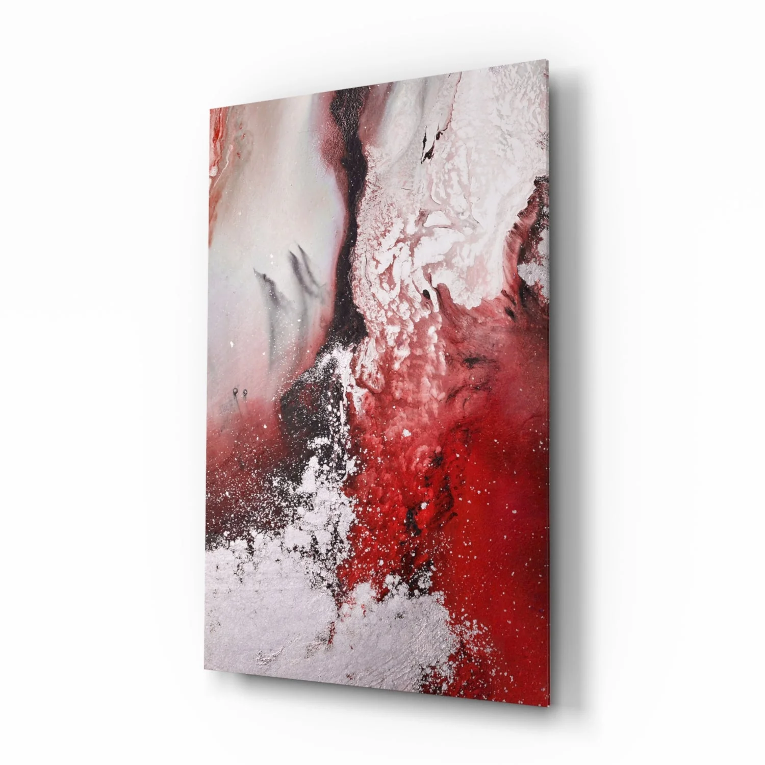 Glasschilderij Abstract Rood en Wit