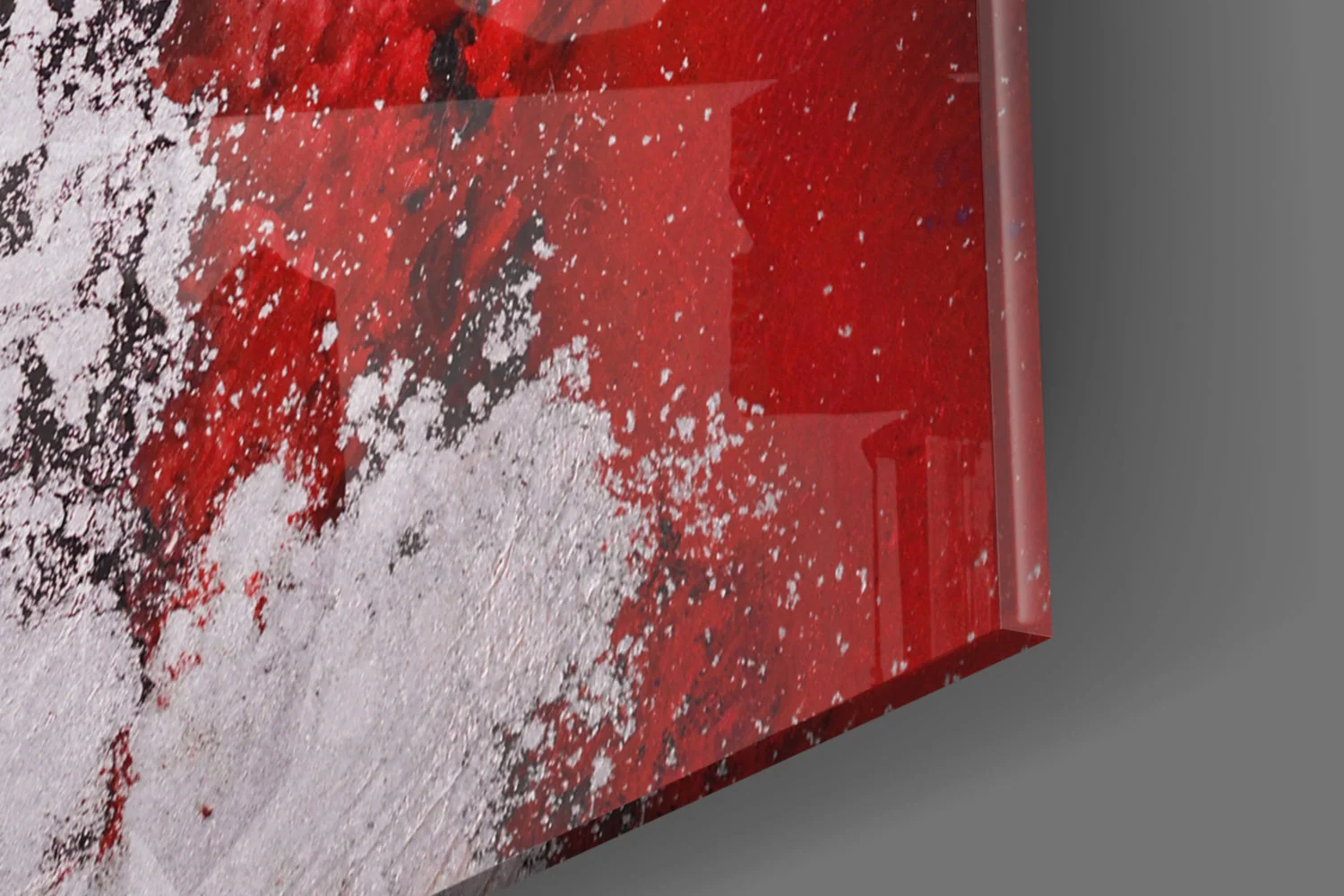Glasschilderij Abstract Rood en Wit - Afbeelding 2