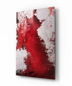 Abstract Rood Wit Glasschilderij