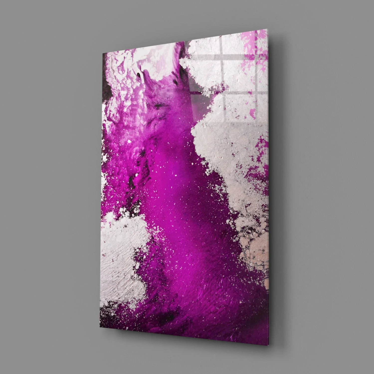 Abstract Paars Wit Glasschilderij - Afbeelding 3