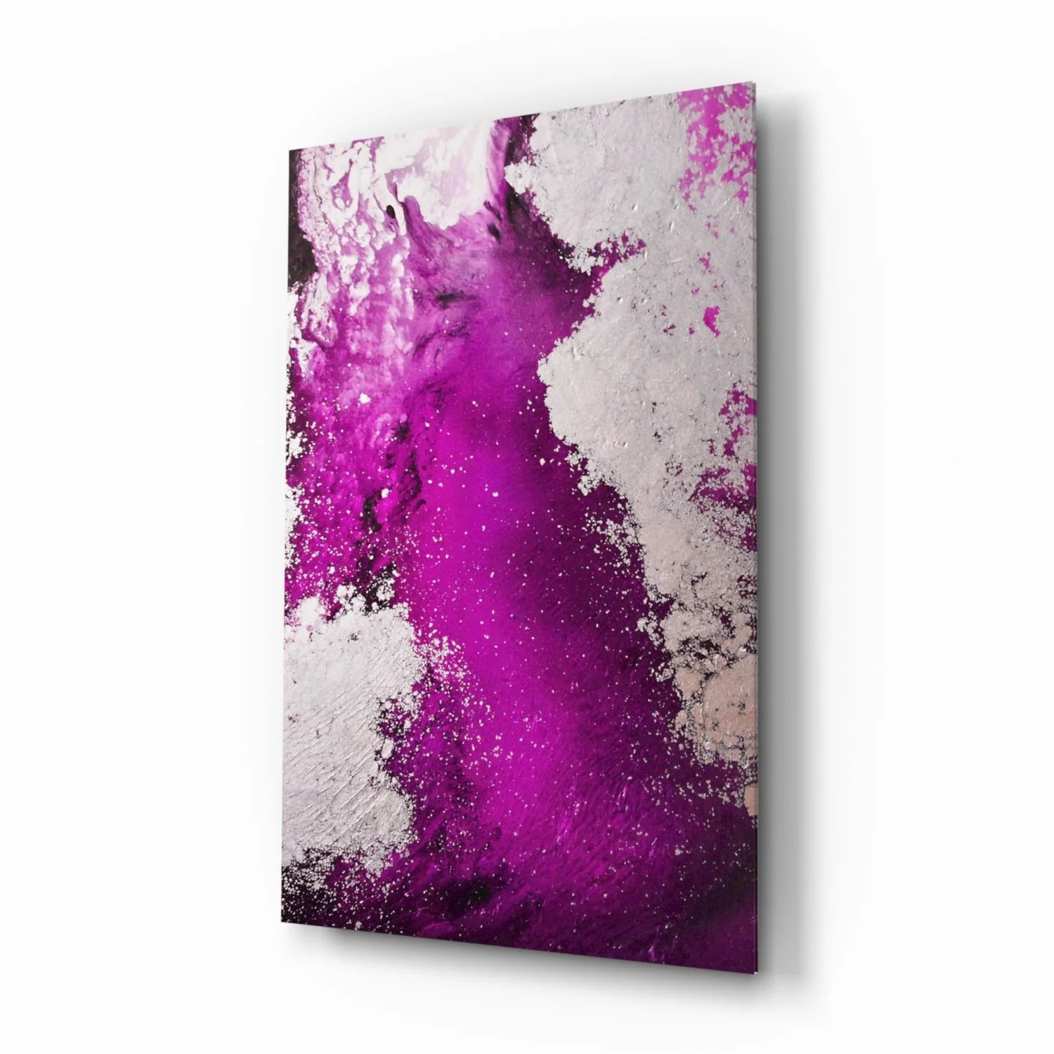 Abstract Paars Wit Glasschilderij
