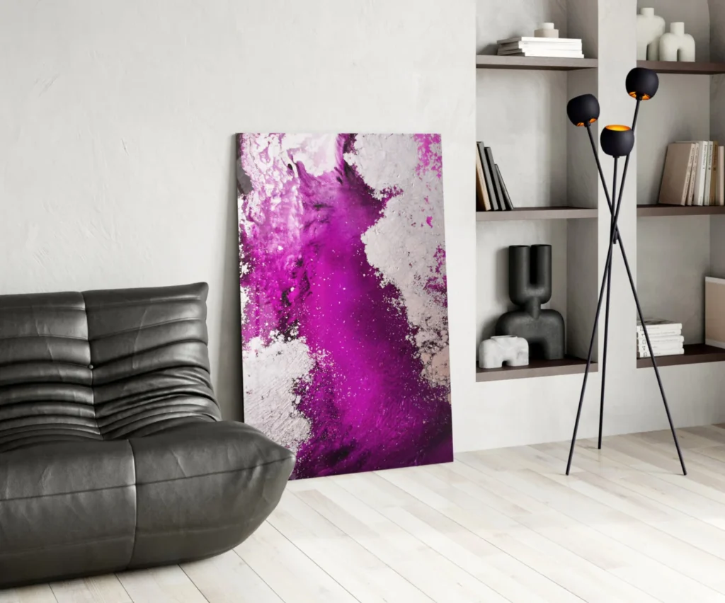 Abstract Paars Wit Glasschilderij