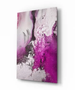 Abstract Paars Wit Glasschilderij