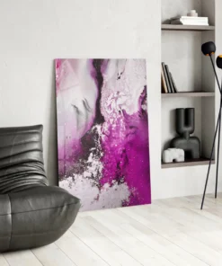 Abstract Paars Wit Glasschilderij