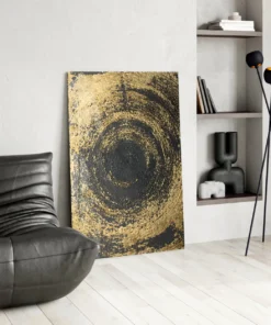 Abstract Zwart Goud Glasschilderij