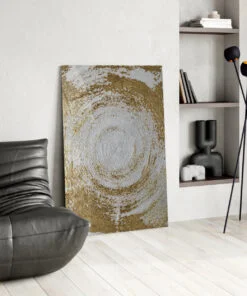 Glasschilderij Abstract Wit Goud