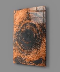 Abstracte Zwart Oranje Glasschilderij