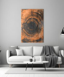 Abstracte Zwart Oranje Glasschilderij