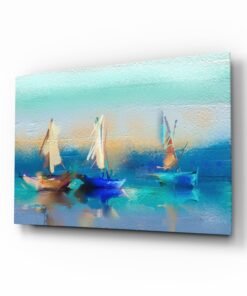 Zeilboten op zee Glasschilderij