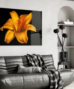Bloemen Gele Lelie Glasschilderij